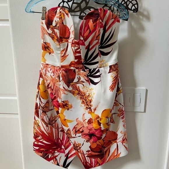 Cameo Empire Tropical Print Strapless Mini Dress M - Picture 4 of 15